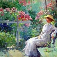 Abbott Fuller Graves Lady In The Garden Hand Painted Reproduction
