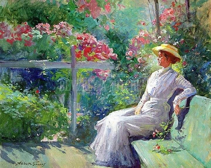 Abbott Fuller Graves Lady In The Garden Hand Painted Reproduction museum quality