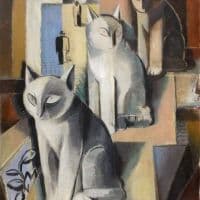 Adolf Fleischmann Drei Katzen - Three Cats Hand Painted Reproduction