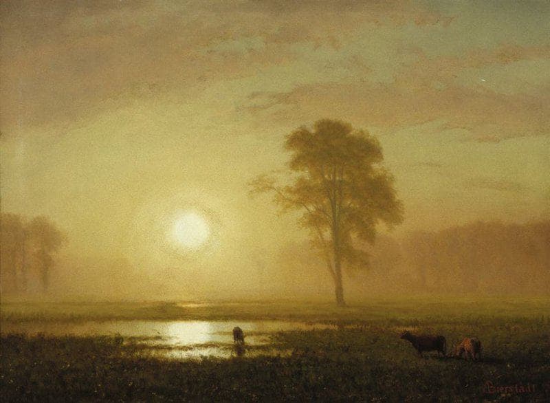Albert Bierstadt Sunset On The Plains Ca. 1887 Hand Painted Reproduction museum quality