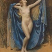 Albert Henry Collings The Blue Cloak Hand Painted Reproduction