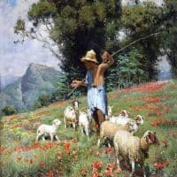 Alceste Campriani The Little Neapolitan Shepherd Hand Painted Reproduction