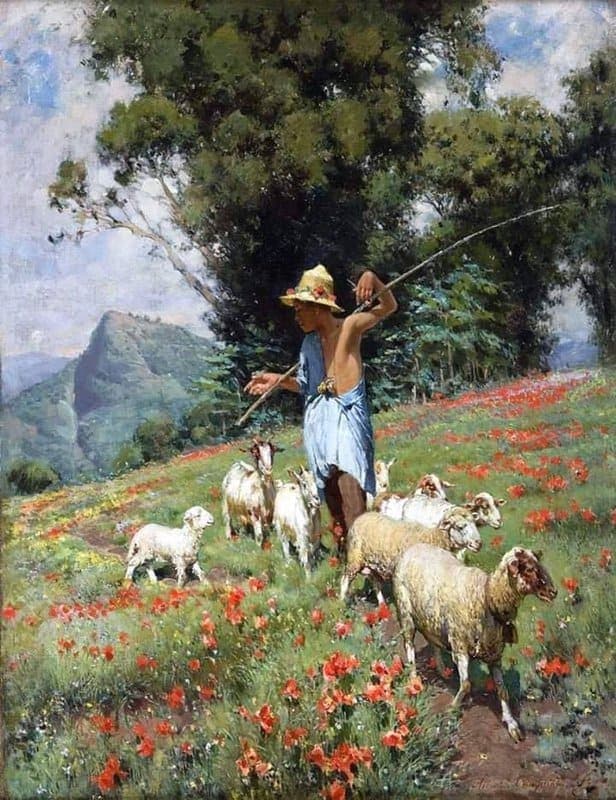 Alceste Campriani The Little Neapolitan Shepherd Hand Painted Reproduction museum quality