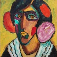 Alexej Von Jawlensky Woman S Head With Flowers In Her Hair Hand Painted Reproduction