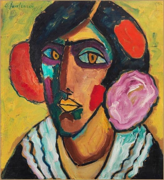 Alexej Von Jawlensky Woman S Head With Flowers In Her Hair Hand Painted Reproduction museum quality