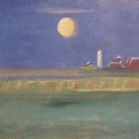 Anna Ancher Moon Evening. Lighthouse M Neskinsaften. Fyrt Rn 1904 Hand Painted Reproduction