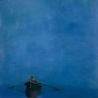 Anne Packard Rowboat On Blue 1976 Hand Painted Reproduction