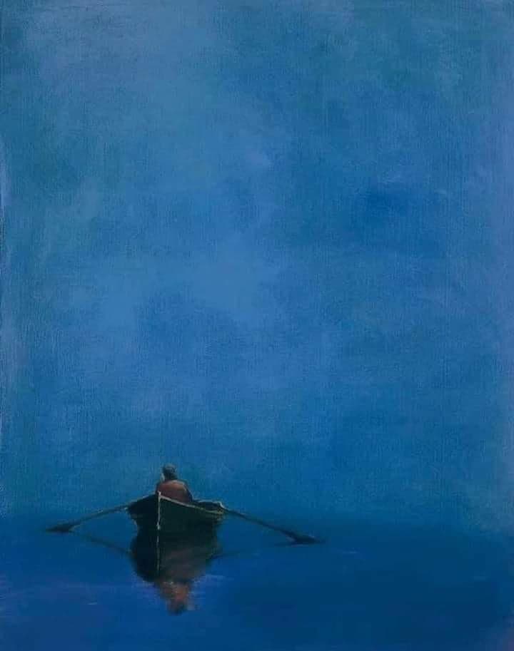 Anne Packard Rowboat On Blue 1976 Hand Painted Reproduction museum quality
