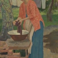 Augustus John Om Washing Day Ca.1915 Hand Painted Reproduction