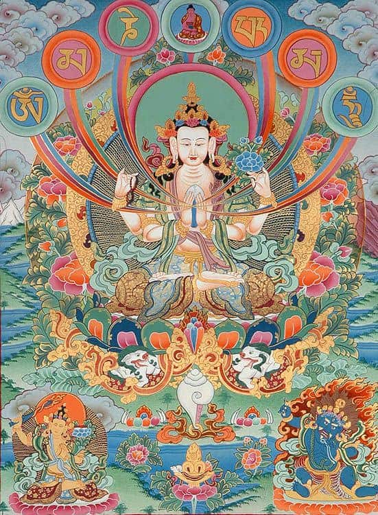Avalokiteshvara Hand Painted Reproduction museum quality