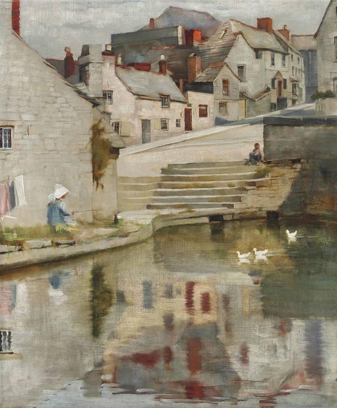 Blandford Fletcher The Old Mill Pond Swanage Dorset - 1890 Hand Painted Reproduction museum quality
