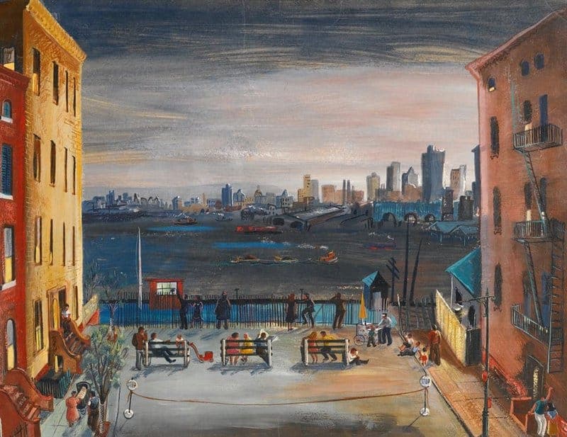 Boris Grigoriev Brooklyn Heights Ca. 1935 Hand Painted Reproduction museum quality