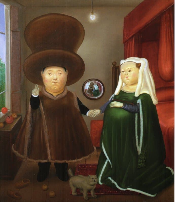Botero After The Arnolfini Van Eyck Hand Painted Reproduction museum quality