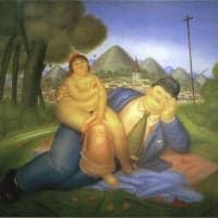 Botero Lovers Hand Painted Reproduction