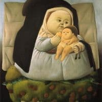 Botero Madonna With Child Hand Painted Reproduction