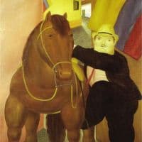 Botero Man And Horse Hand Painted Reproduction