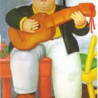 Botero Man With A Guitar Hand Painted Reproduction