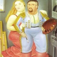 Botero Self-portrait With Sofia Hand Painted Reproduction