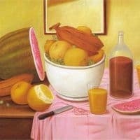 Botero Still Life With Orangeade Hand Painted Reproduction