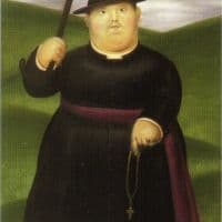 Botero Walk In The Hills Hand Painted Reproduction