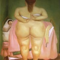 Botero Woman Stapling Her Bra Hand Painted Reproduction