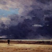 Boudin Deauville At Low Tide - 1863 Hand Painted Reproduction