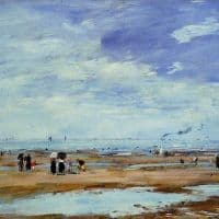 Boudin Deauville The Beach Low Tide - 1887 Hand Painted Reproduction