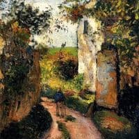 Camille Pissarro A Peasant In The Lane At Hermitage Pontoise 1876 Hand Painted Reproduction