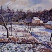 Camille Pissarro L Hermitage Pontoise Snow Effect 1874 Hand Painted Reproduction