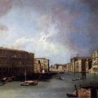 Canaletto Grand Canal- Looking North From The Rialto Bridge Hand Painted Reproduction