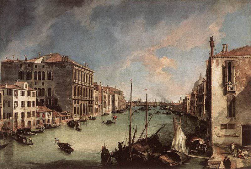 Canaletto Grand Canal Looking East From The Campo San Vio Hand Painted Reproduction museum quality