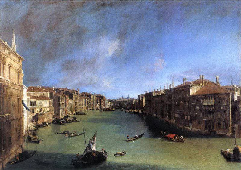 Canaletto Grand Canal Looking Northeast From From The Palazzo Balbi To The Rialto Bridge Hand Painted Reproduction museum quality