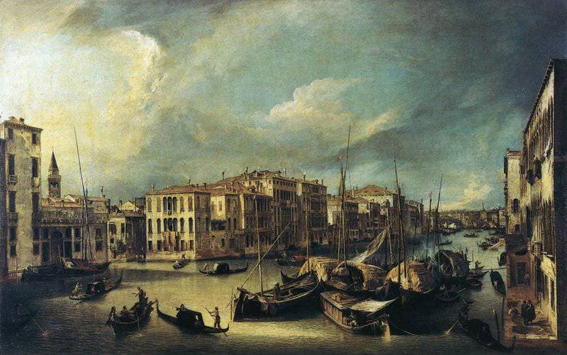 Canaletto Grand Canal Looking Northeast From Near The Palazzo Corner Spinelli To The Rialto Bridge Hand Painted Reproduction museum quality