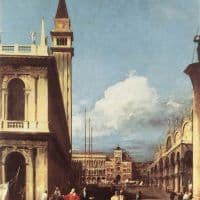 Canaletto The Piazzetta Looking Toward The Clock Tower Hand Painted Reproduction