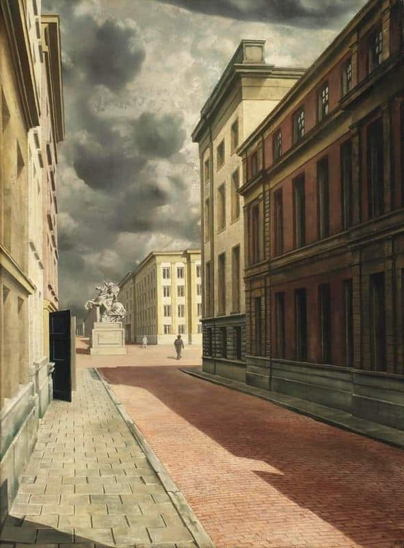 Carel Willink Street With Statue - 1934 Hand Painted Reproduction museum quality