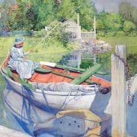 Carl Larsson Fishing 1909 Hand Painted Reproduction