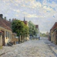 Carl Martin Soya-jensen View Of A Village Street Hand Painted Reproduction