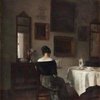 Carl Vilhelm Holsoe At The Breakfast Table Hand Painted Reproduction