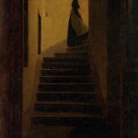 Caspar David Friedrich Lady On The Staircase Caroline On The Stairs C. 1825 Hand Painted Reproduction
