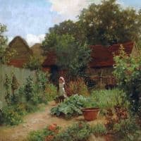Charles Haigh-wood The Kitchen Garden 1883 Hand Painted Reproduction