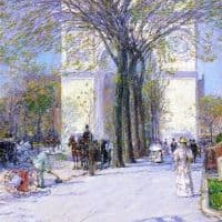 Childe Hassam Washington Arch Spring 1895 Hand Painted Reproduction