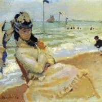 Claude Monet Camille On The Beach At Trouville Hand Painted Reproduction