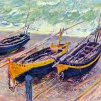 Claude Monet Three Fishing Boats In Eretrat Hand Painted Reproduction