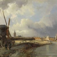 Cornelis Springer View Of The Hague Ca.1850-1852 Hand Painted Reproduction