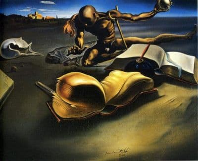 <b>Dali</b> Book Transforming Itself Into A Nude Woman Hand Painted Reproduction