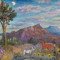 David Burliuk Landscape In New Mexico - 1942 Hand Painted Reproduction
