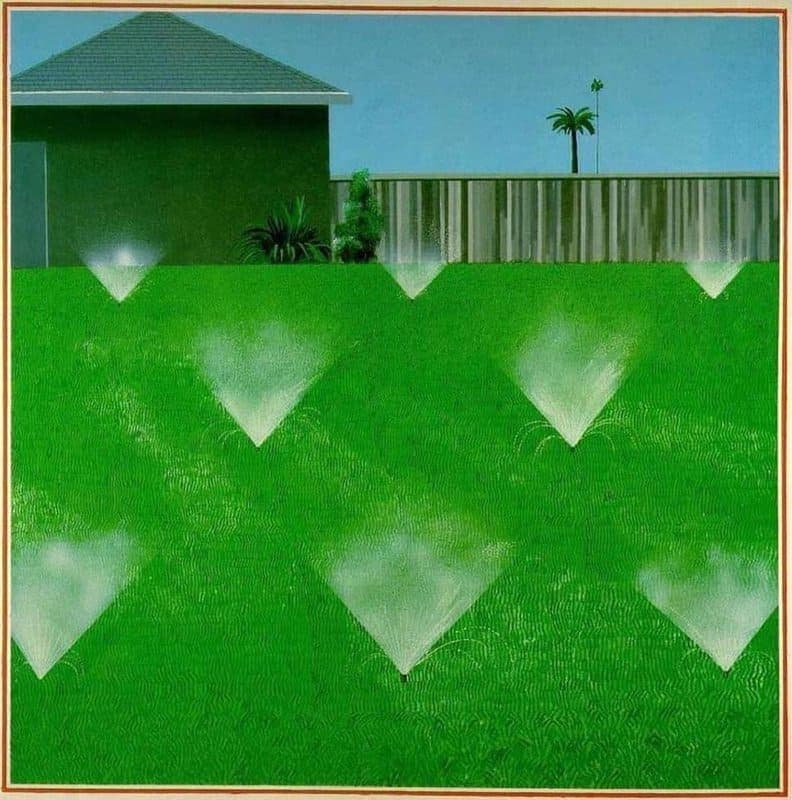 David Hockney A Lawn Being Sprinkled Hand Painted Reproduction museum quality