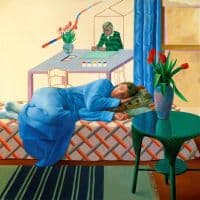 David Hockney Model With Unfinished Self-portrait 1977 Hand Painted Reproduction