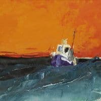 Donald Hamilton Fraser Study - Seascape Orange Sky Hand Painted Reproduction
