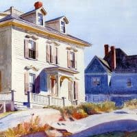 Hopper, Houses On A Hill 1924 Hand Painted Reproduction